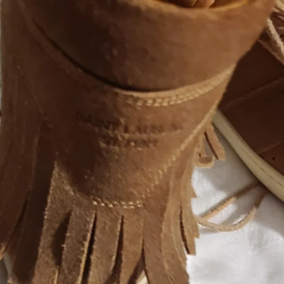 Saint Lauren Brown Suede High-Top Sneakers - Picture 9 of 11